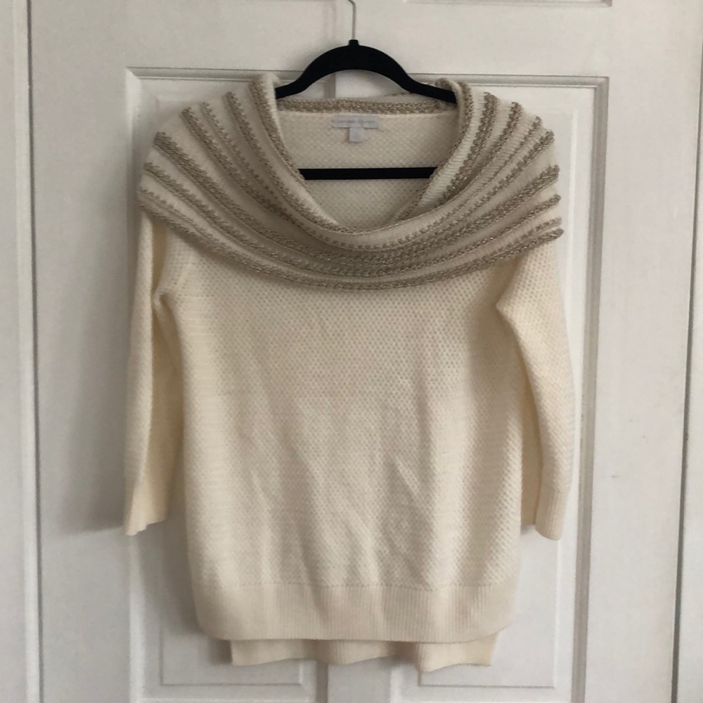 NY&Co cream & gold cowl neck sweater